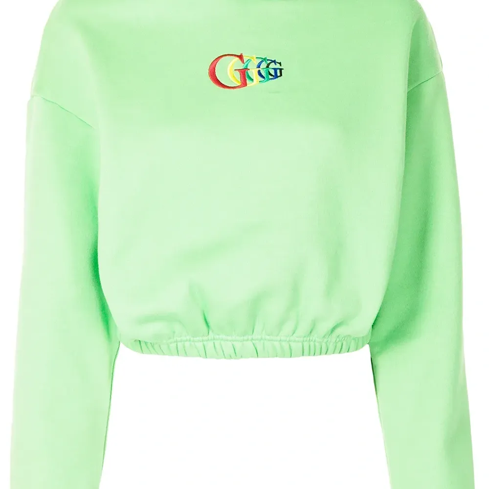 Укороченное худи с вышитым логотипом