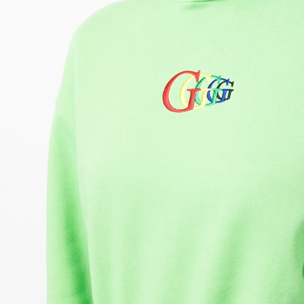 Укороченное худи с вышитым логотипом