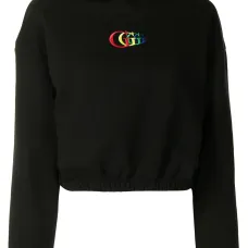 Укороченное худи с вышитым логотипом