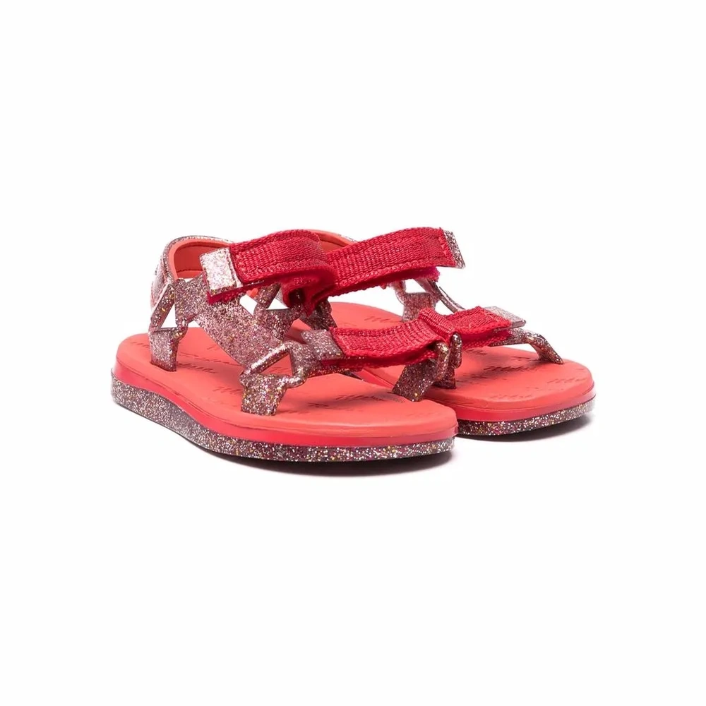 Сандалии на липучках с блестками