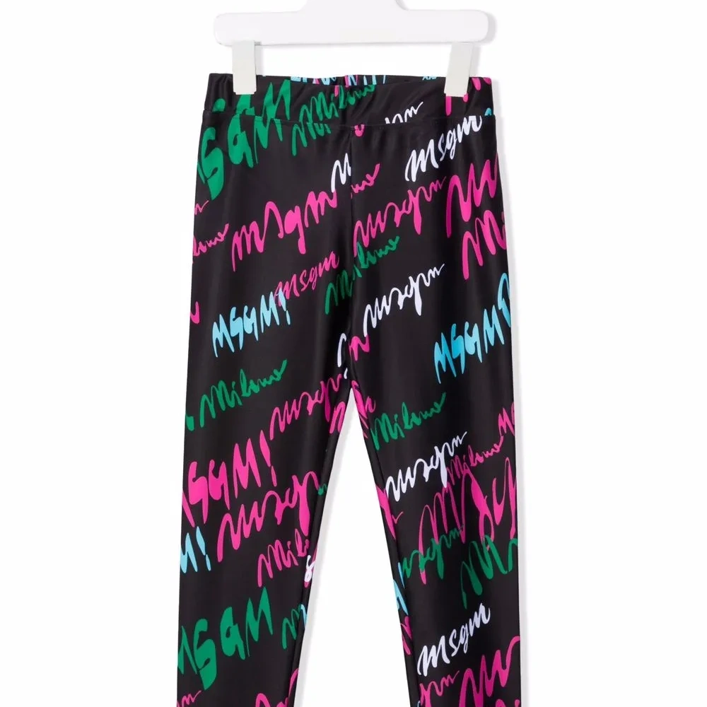 Легинсы с эластичным поясом и логотипом