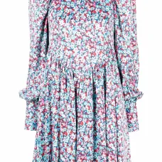 Платье миди с цветочным принтом и длинными рукавами