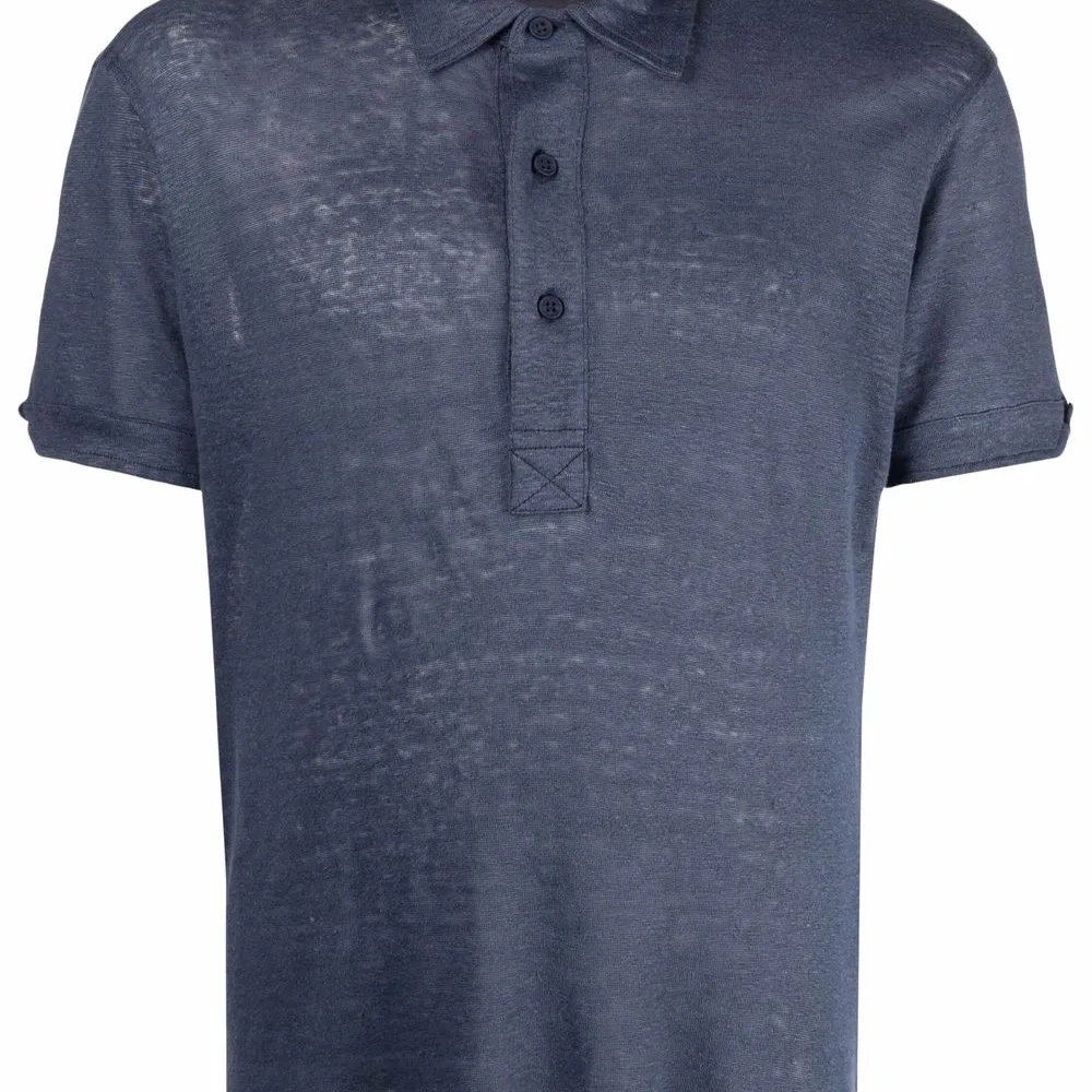 Льняная рубашка поло с короткими рукавами