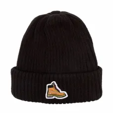 Шапка бини в рубчик с нашивкой