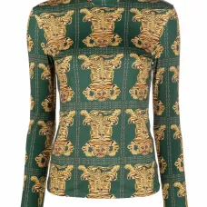 Топ с высоким воротником и тигровым принтом