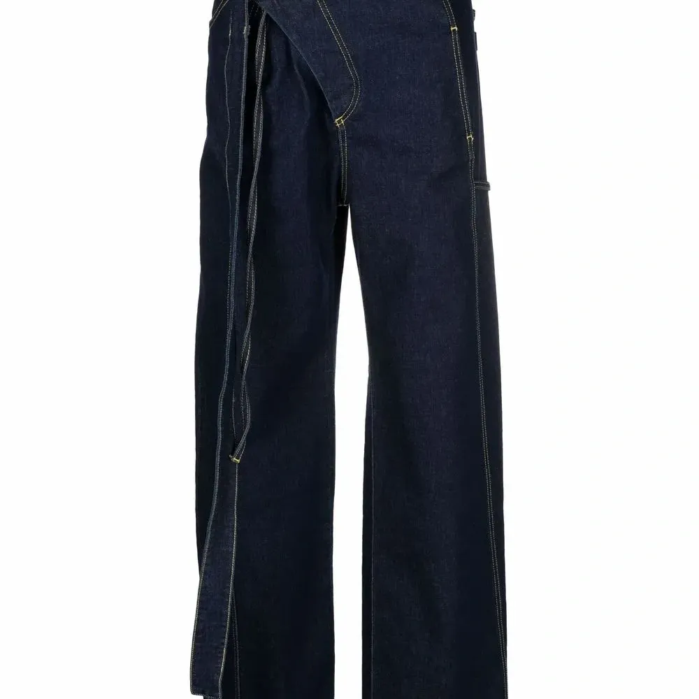 Джинсы прямого кроя с завязками