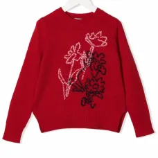 Шерстяной джемпер с цветочной вышивкой