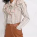 блузка в клетку с оборками