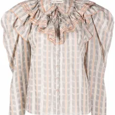 блузка в клетку с оборками