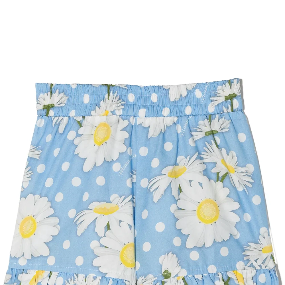 Шорты с оборками и цветочным принтом