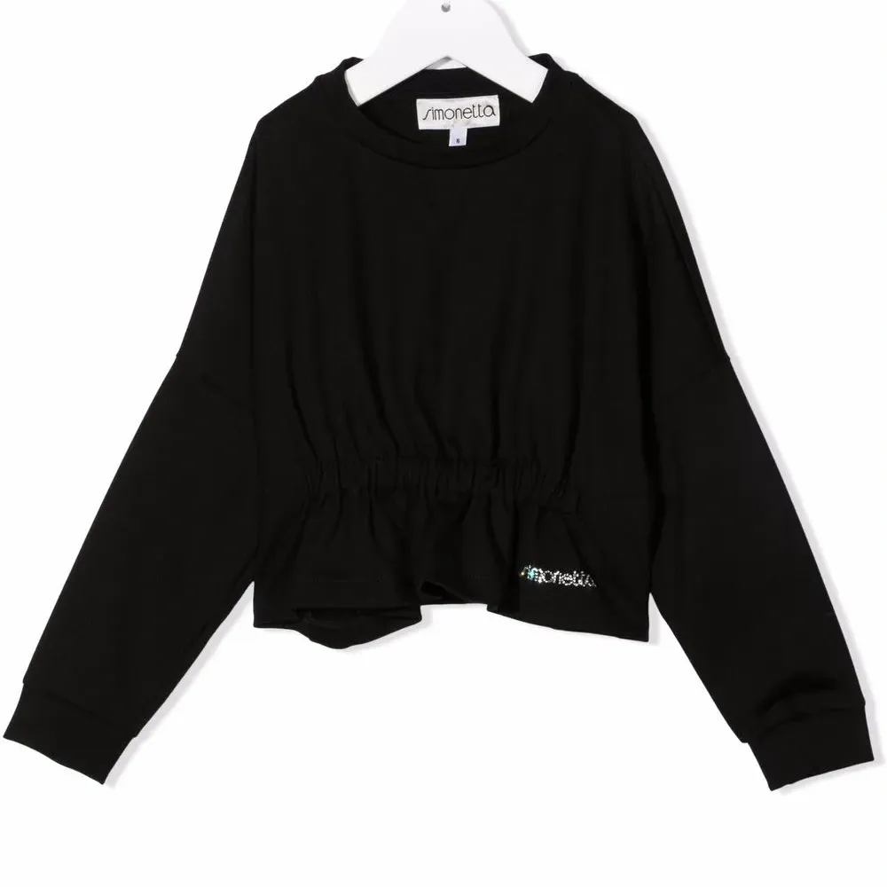 блузка с логотипом и стразами