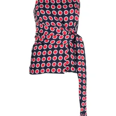 Топ с поясом и узором в горох