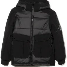 Стеганый пуховик со вставками