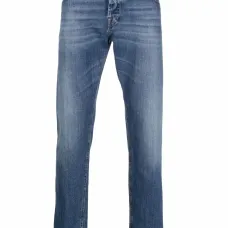 прямые джинсы с эффектом потертости