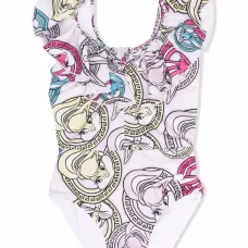 Купальник с оборками и графичным принтом