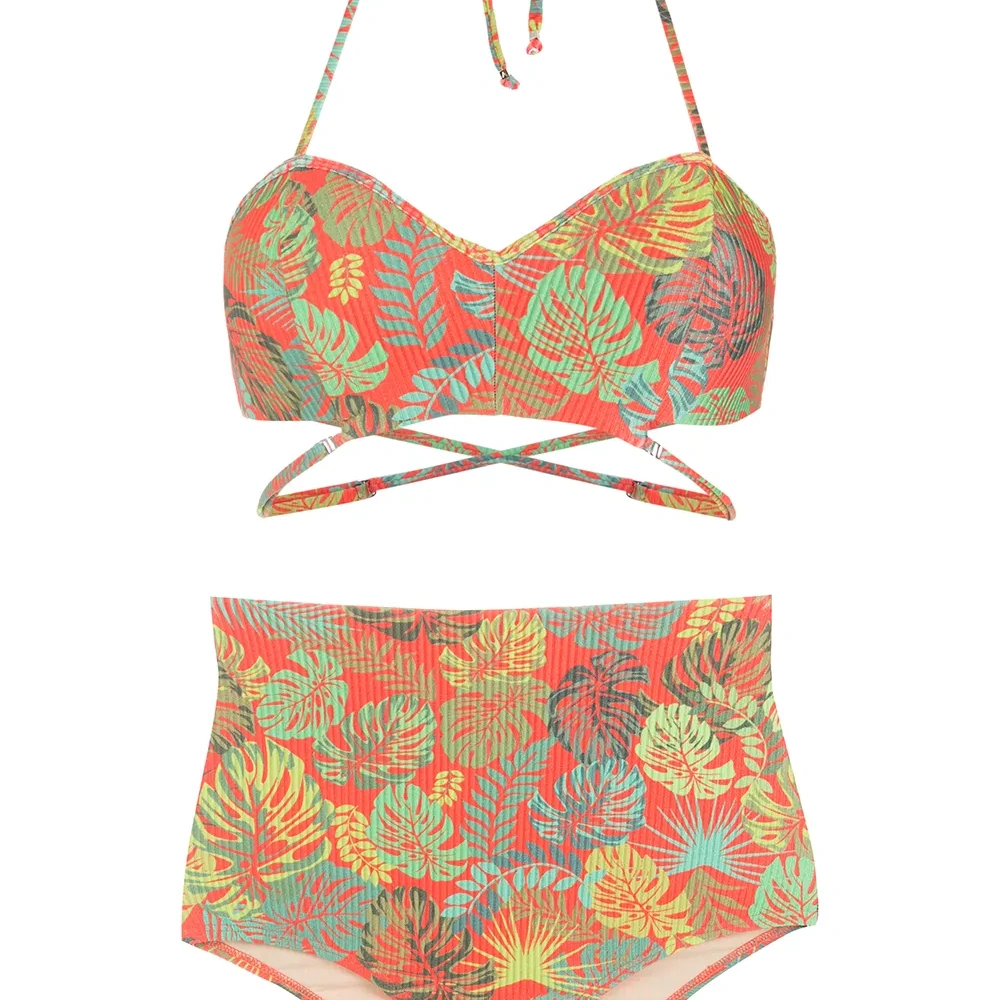 Бикини с завышенной талией и принтом
