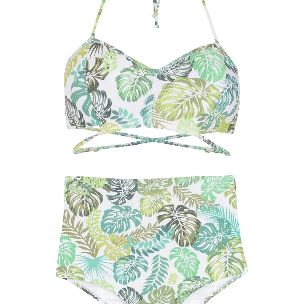 Бикини с завышенной талией и принтом