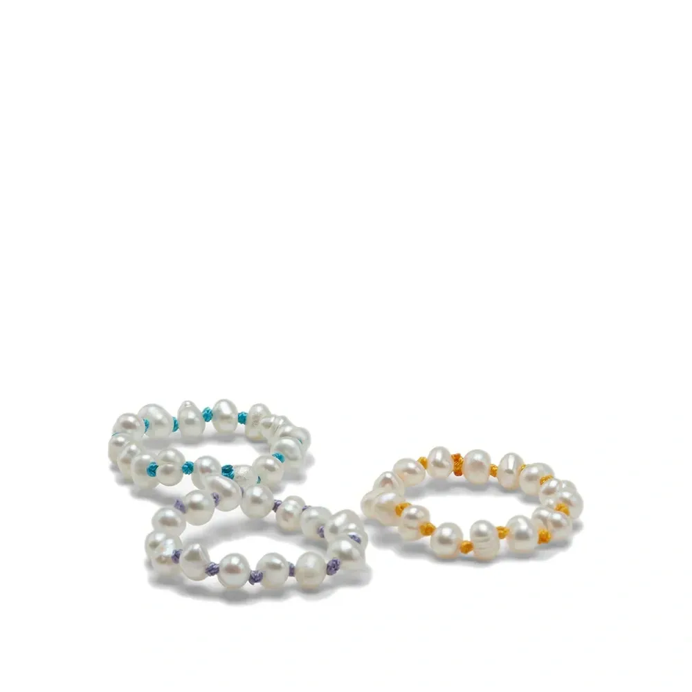 Комплект из трех колец с жемчугом