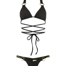 Бикини в рубчик с завязками