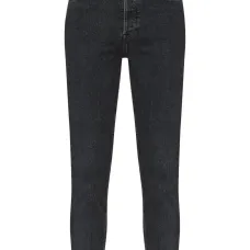 Укороченные джинсы из винтажного денима с завышенной талией