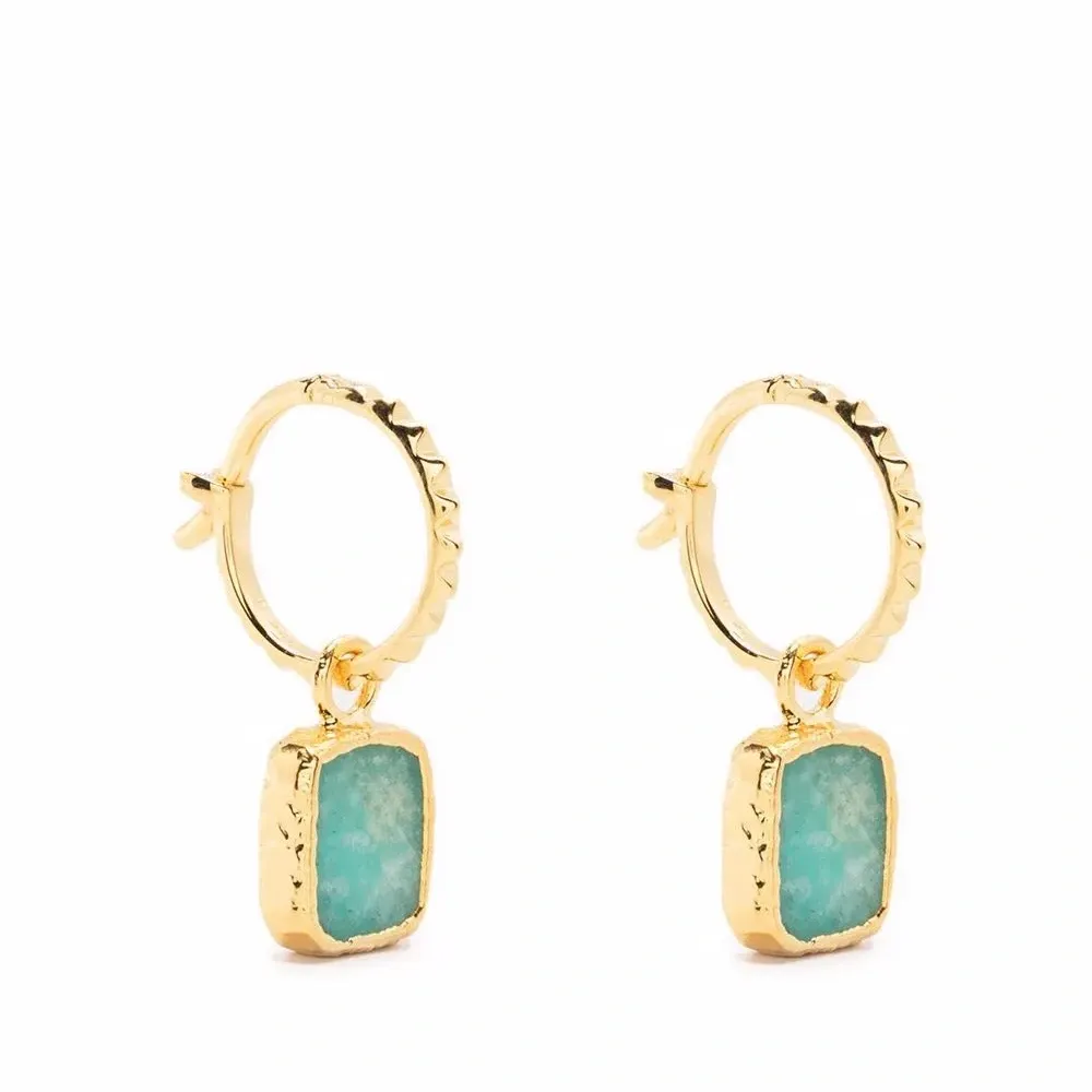 Серьги-кольца с амазонитом