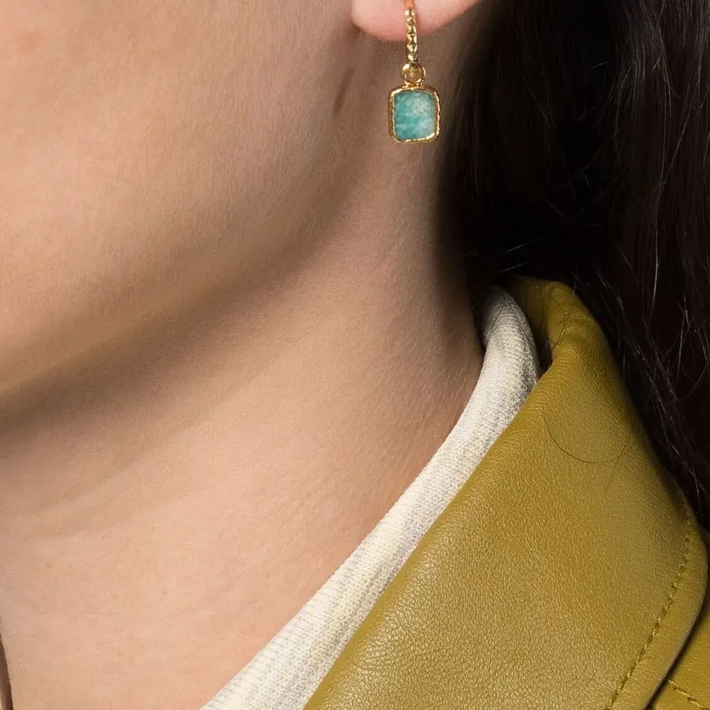 Серьги-кольца с амазонитом