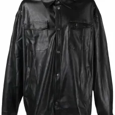 рубашка из искусственной кожи с длинными рукавами