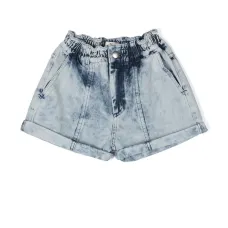 Джинсовые шорты из вареного денима