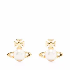 Серьги с искусственным жемчугом и логотипом