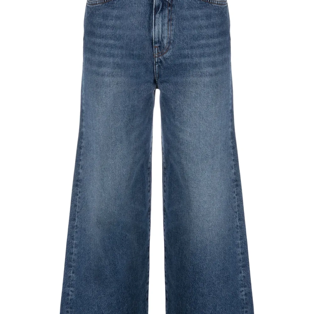 Укороченные расклешенные джинсы из органического хлопка