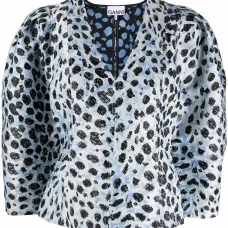 Топ с объемными рукавами и леопардовым принтом