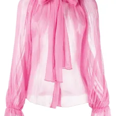 Полупрозрачная шелковая блузка с бантом