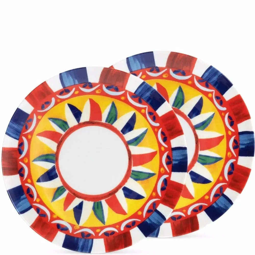 Набор из двух тарелок для хлеба с принтом Carretto