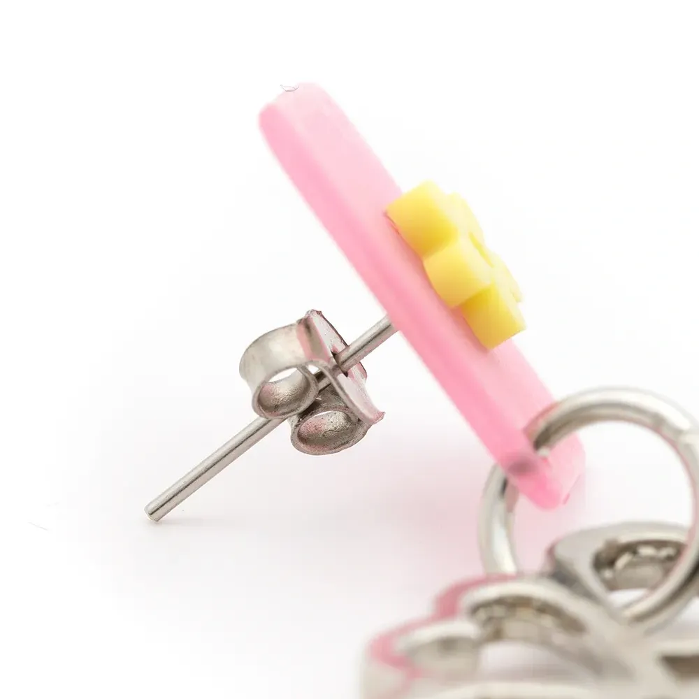 Серьги-подвески с цветочной аппликацией