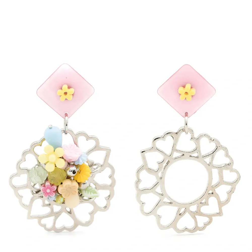 Серьги-подвески с цветочной аппликацией