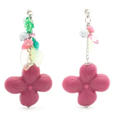 Серьги-подвески с цветочной аппликацией