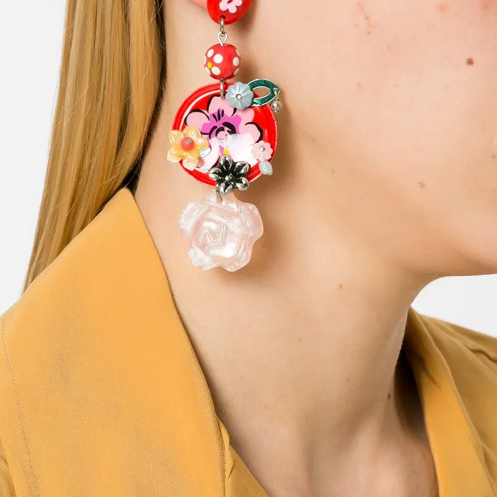 Серьги-подвески с цветочным декором