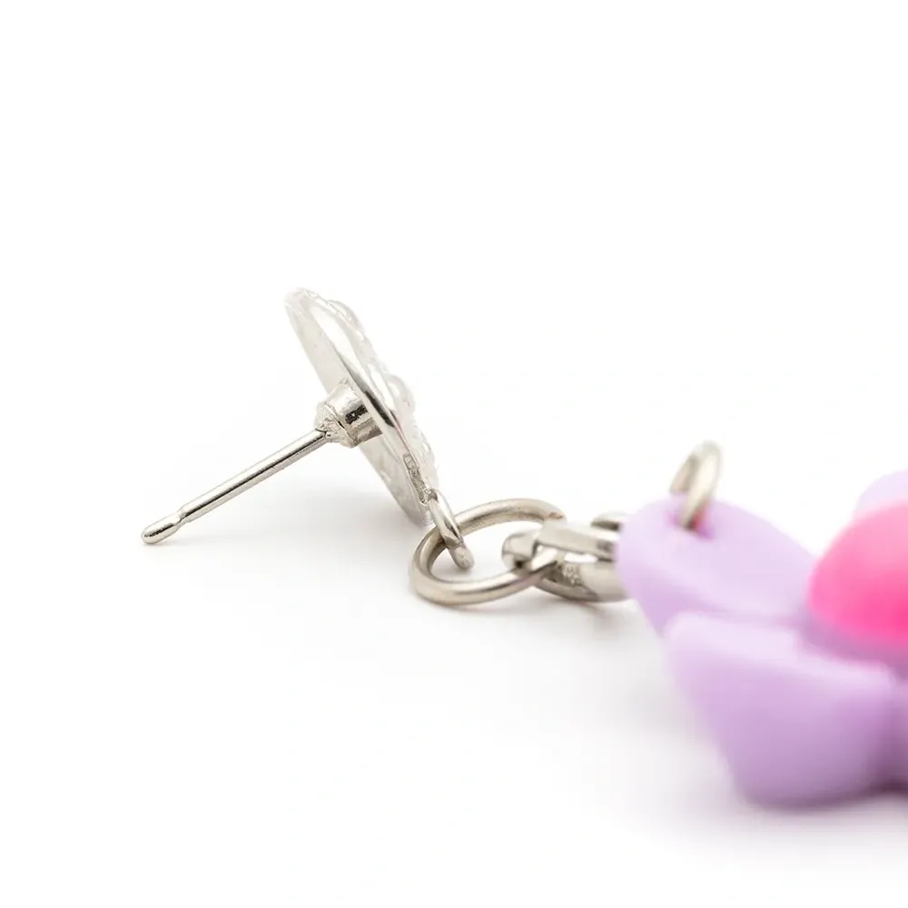 Серьги-подвески с цветочной аппликацией