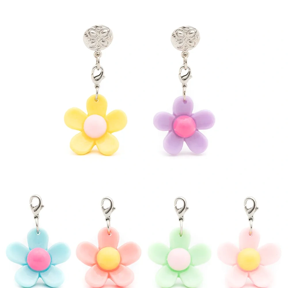 Серьги-подвески с цветочной аппликацией