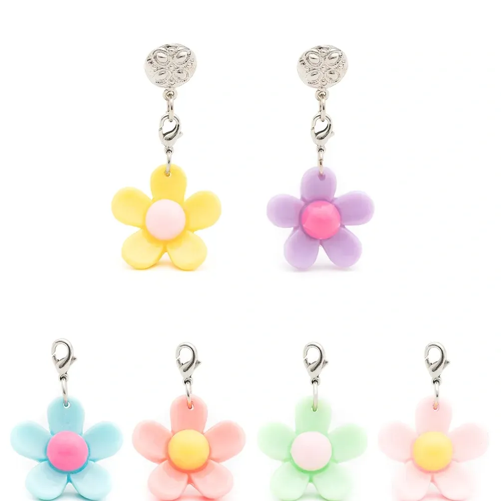 Серьги-подвески с цветочной аппликацией