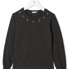 Топ с длинными рукавами и цветочной вышивкой