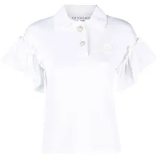 Рубашка поло с оборками на рукавах