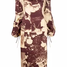 Платье с квадратным вырезом и принтом