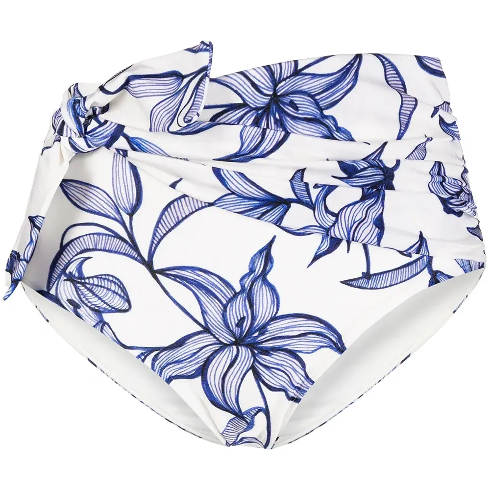 Плавки бикини с завышенной талией и принтом