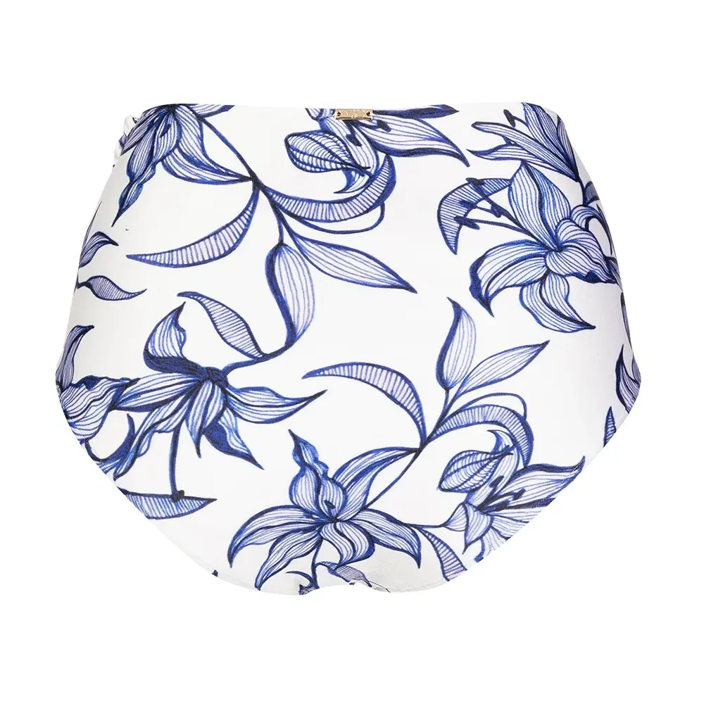 Плавки бикини с завышенной талией и принтом