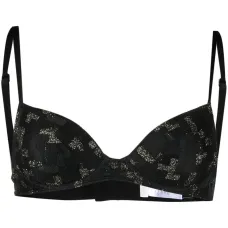Бюстгальтер с эффектом металлик и вышивкой