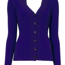 кардиган в рубчик с вырезом халтер