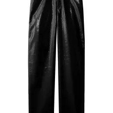 Глянцевые брюки прямого кроя