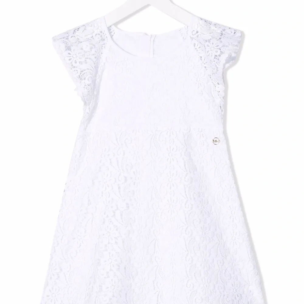 Платье миди А-силуэта с кружевными вставками