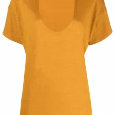 Льняная футболка с V-образным вырезом